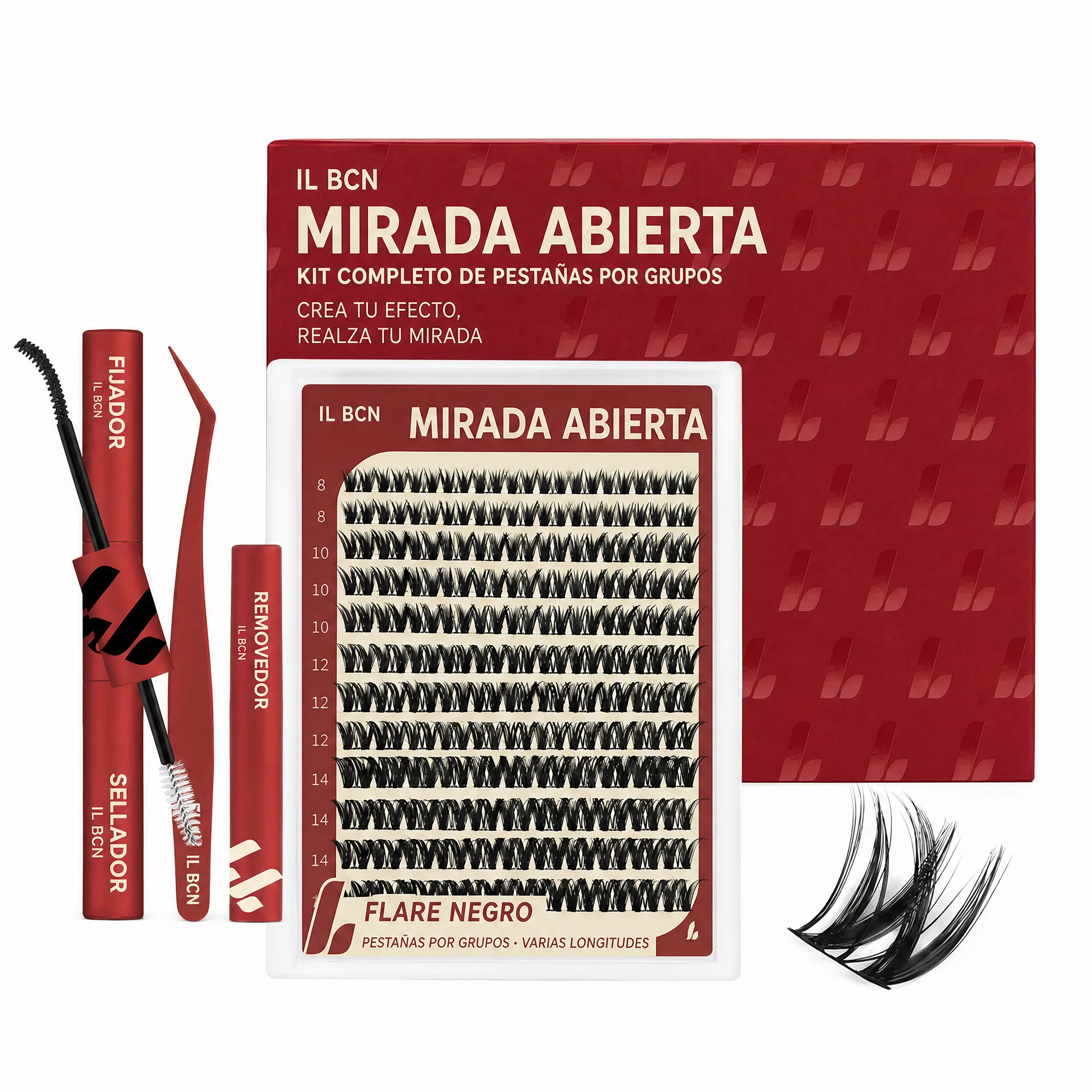 Kit Mirada Abierta de IL BCN con bandeja de pestañas, fijador, sellador, removedor y pinza