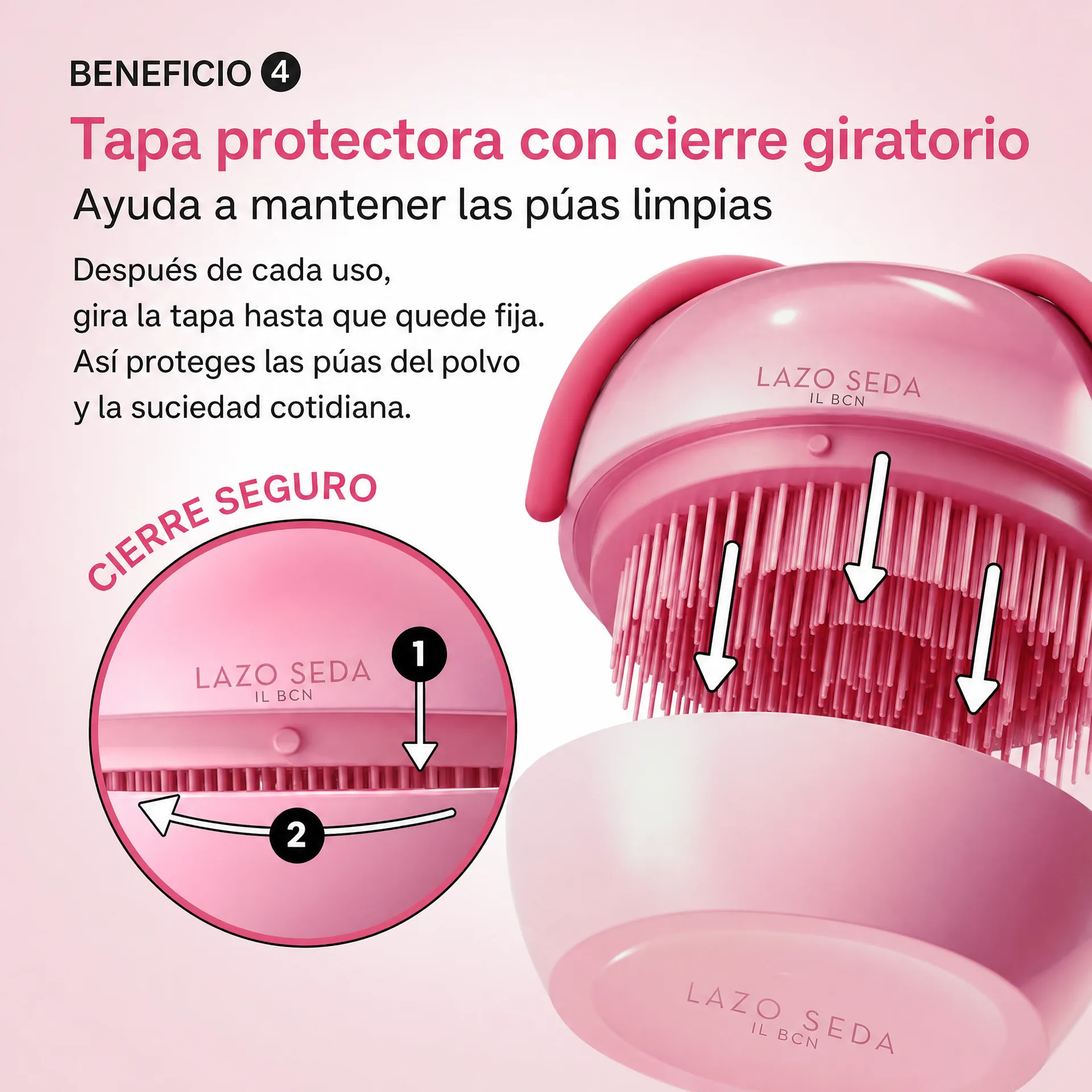 Tapa protectora con cierre giratorio del cepillo Lazo Seda