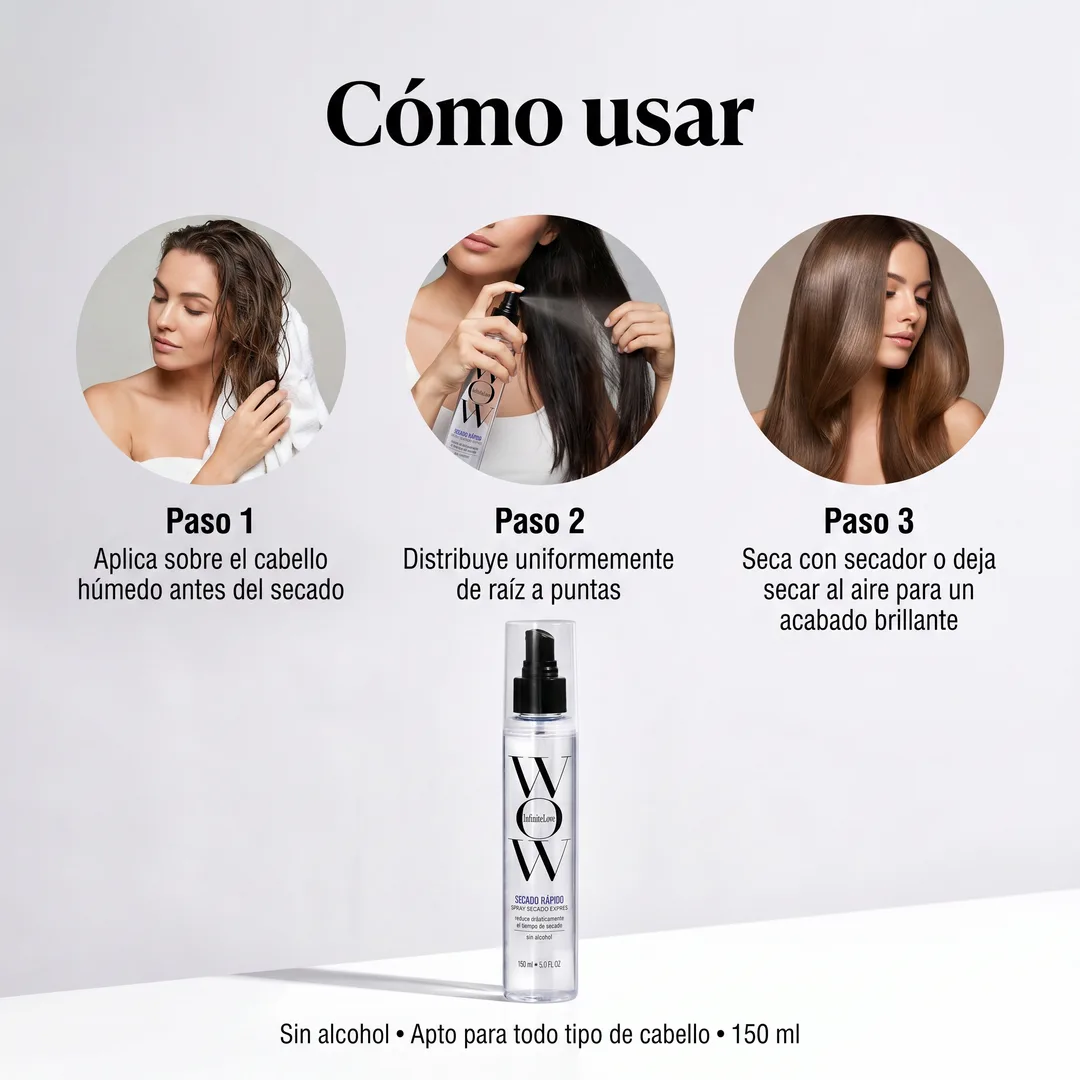Spray Secado Rápido Anti-Frizz – Cabello Suave y Brillante al Instante