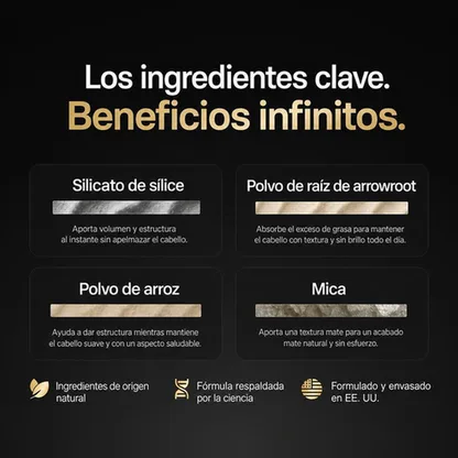 Polvo Texturizante Cabello Volumen Instantáneo Fijación Fuerte 5 Ingredientes Naturales 2.5g