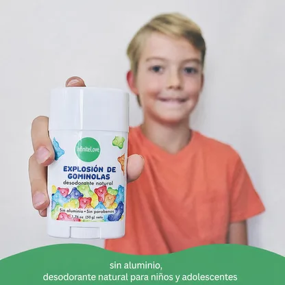 Desodorante Natural Gummy Burst Sin Aluminio Hipoalergenico Vegano Ninos y Adolescentes 50g