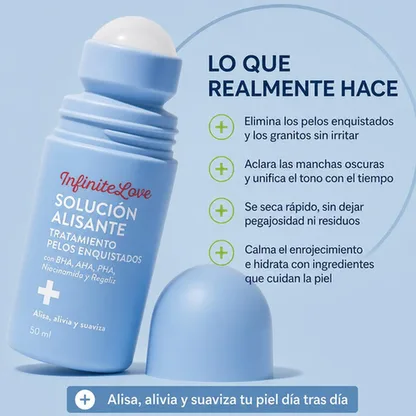 Solución Alisante Tratamiento Pelos Enquistados BHA AHA Niacinamida Roll-On 50ml