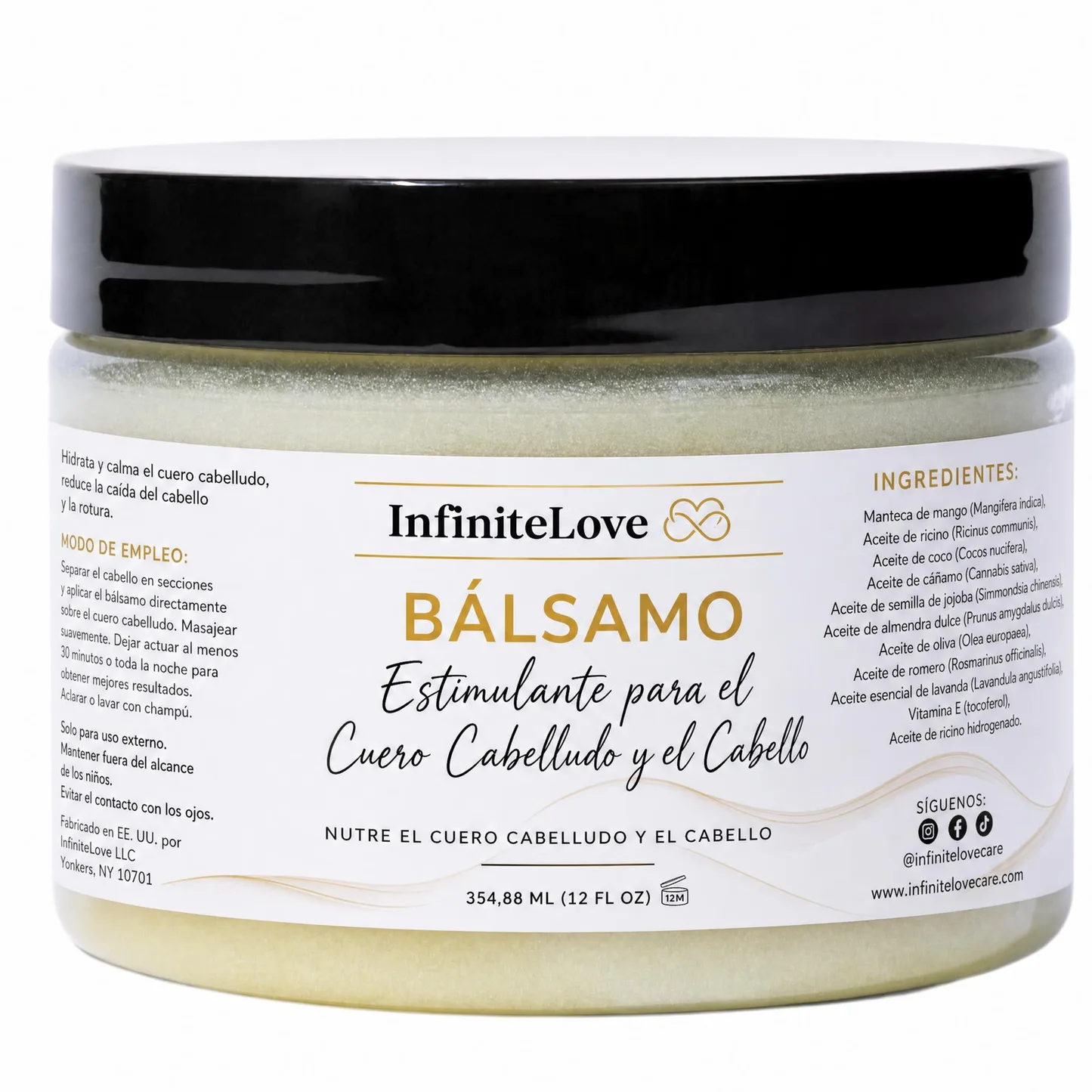 Balsamo Estimulante Cuero Cabelludo y Cabello Manteca Karite Mango Romero Menta 100% Natural 177ml