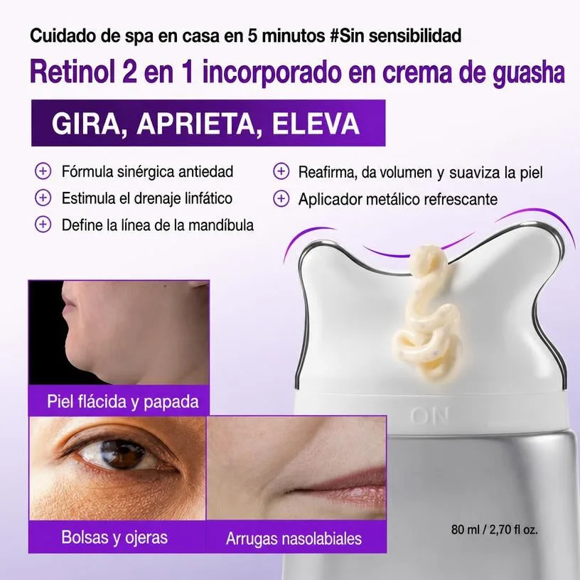 Crema Gua Sha Refinadora Colageno Retinol Reafirmante Contorno V Cuello Escote K-Beauty 80ml