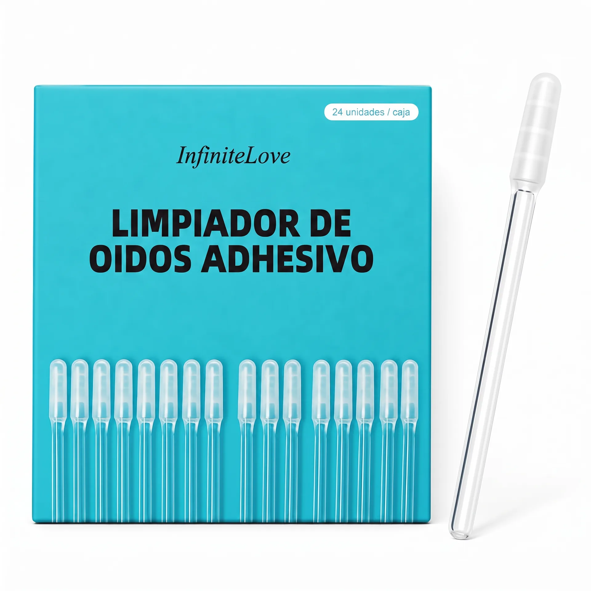 Limpiador de Oidos Adhesivo InfiniteLove - Caja y Bastoncillo