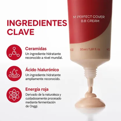 Crema BB Cobertura Perfecta SPF 42 — Ácido Hialurónico + Ceramidas 50 ml