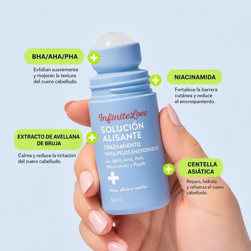 Solución Alisante Tratamiento Pelos Enquistados BHA AHA Niacinamida Roll-On 50ml