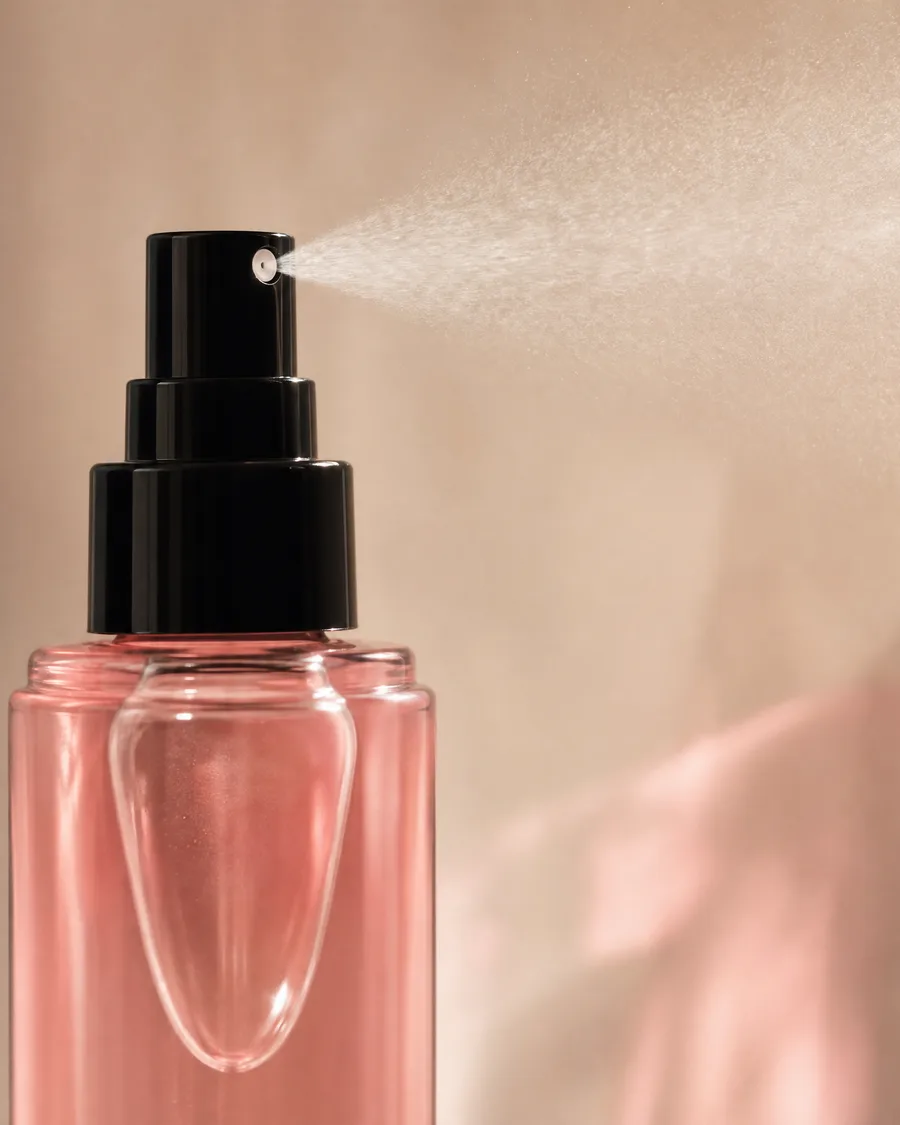 Detalle de la bruma fina del spray fijador InfiniteRose
