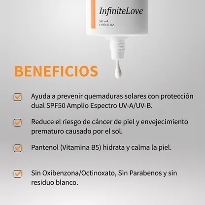 Protector Solar InfiniteLove Beneficios Lista