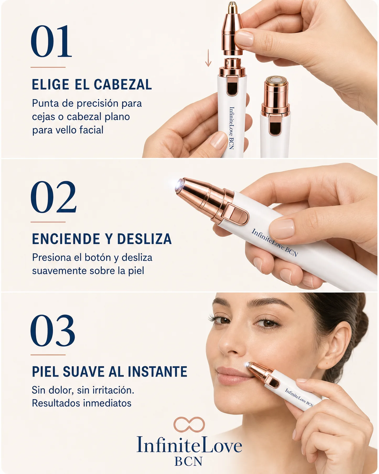 Depiladora Facial y de Cejas 2 en 1