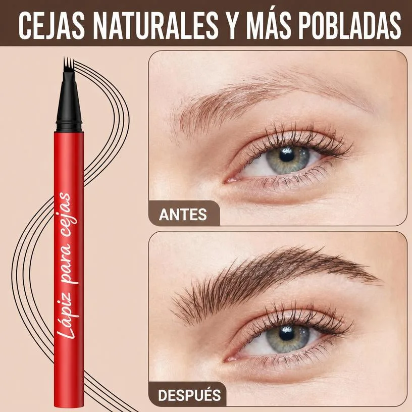 Lápiz de Cejas Micropunta 4 Puntas Resistente al Agua Anti-Manchas 24h Tono Marrón Pack 2 Uds