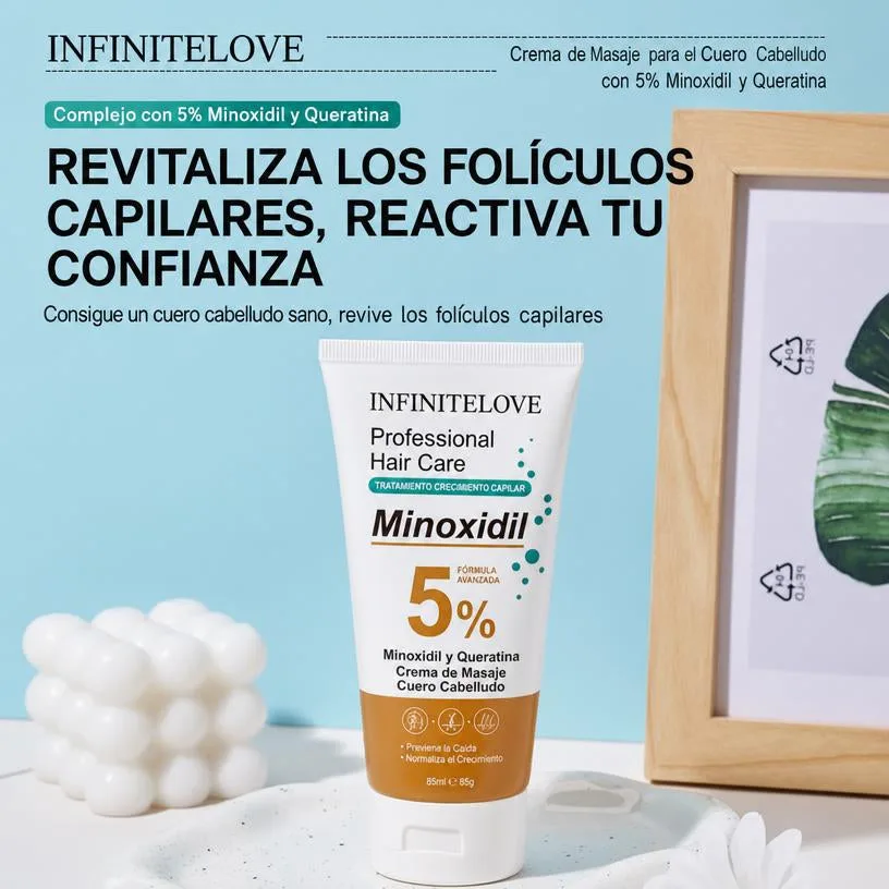 Crema Capilar Minoxidil 5% Queratina Tratamiento Anticaída Masaje Cuero Cabelludo 85ml