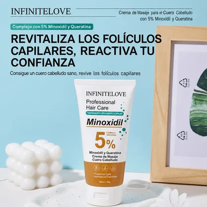 Crema Capilar Minoxidil 5% Queratina Tratamiento Anticaída Masaje Cuero Cabelludo 85ml