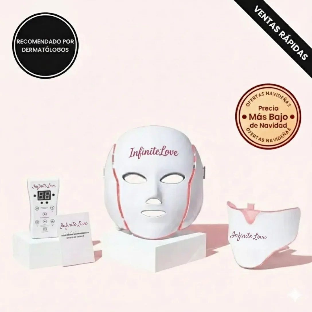 Máscara Facial Anti-Edad de 7 Colores LED y Microcorriente (EMS) para Lifting de Papada y Reafirmar Mejillas
