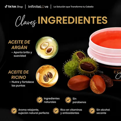Edge Control Fijacion Fuerte Bordes Definidos Aceite Argan Ricino Sin Parabenos Cabello Natural 150ml