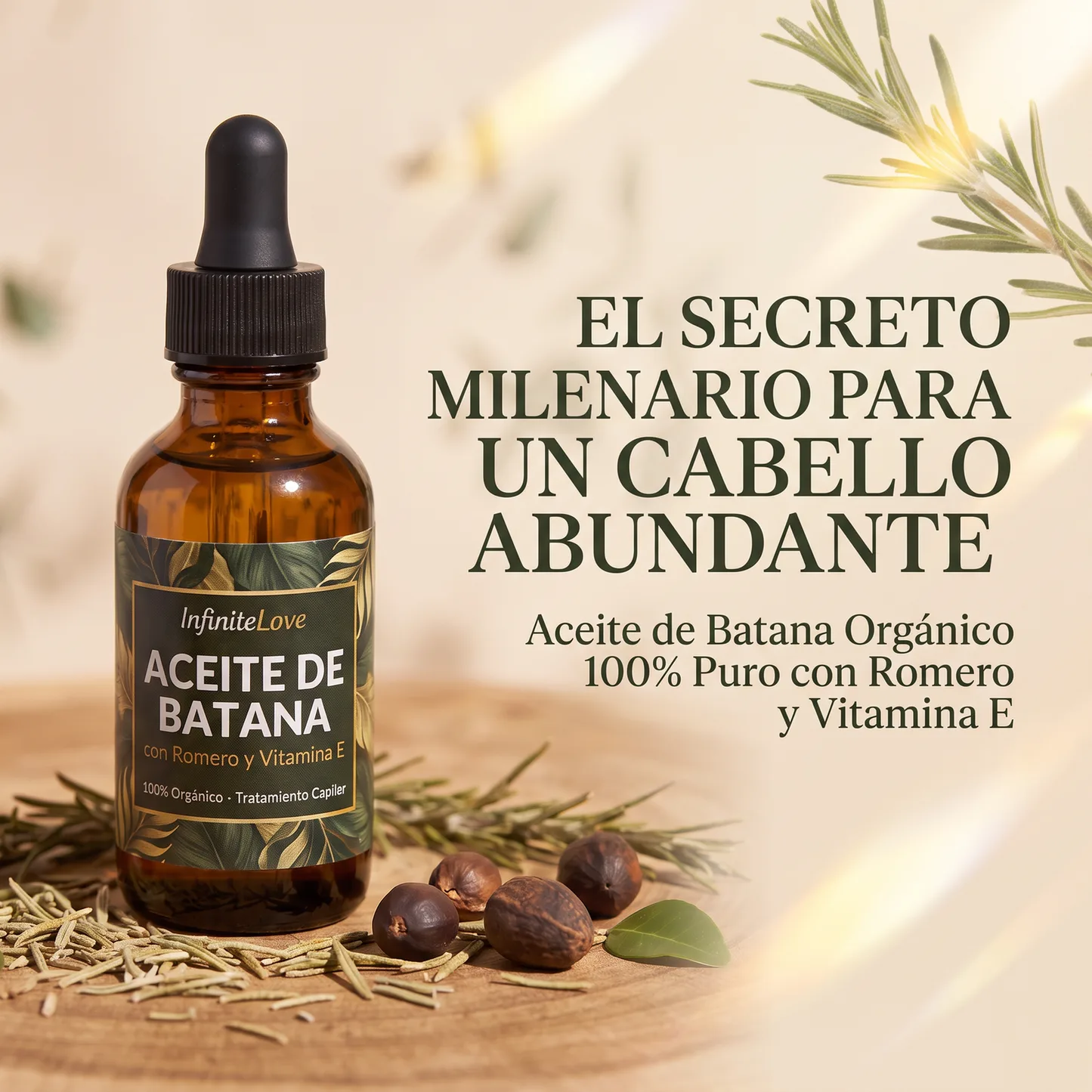 Aceite de Batana Orgánico con Romero y Vitamina E - Tratamiento Capilar 60ml