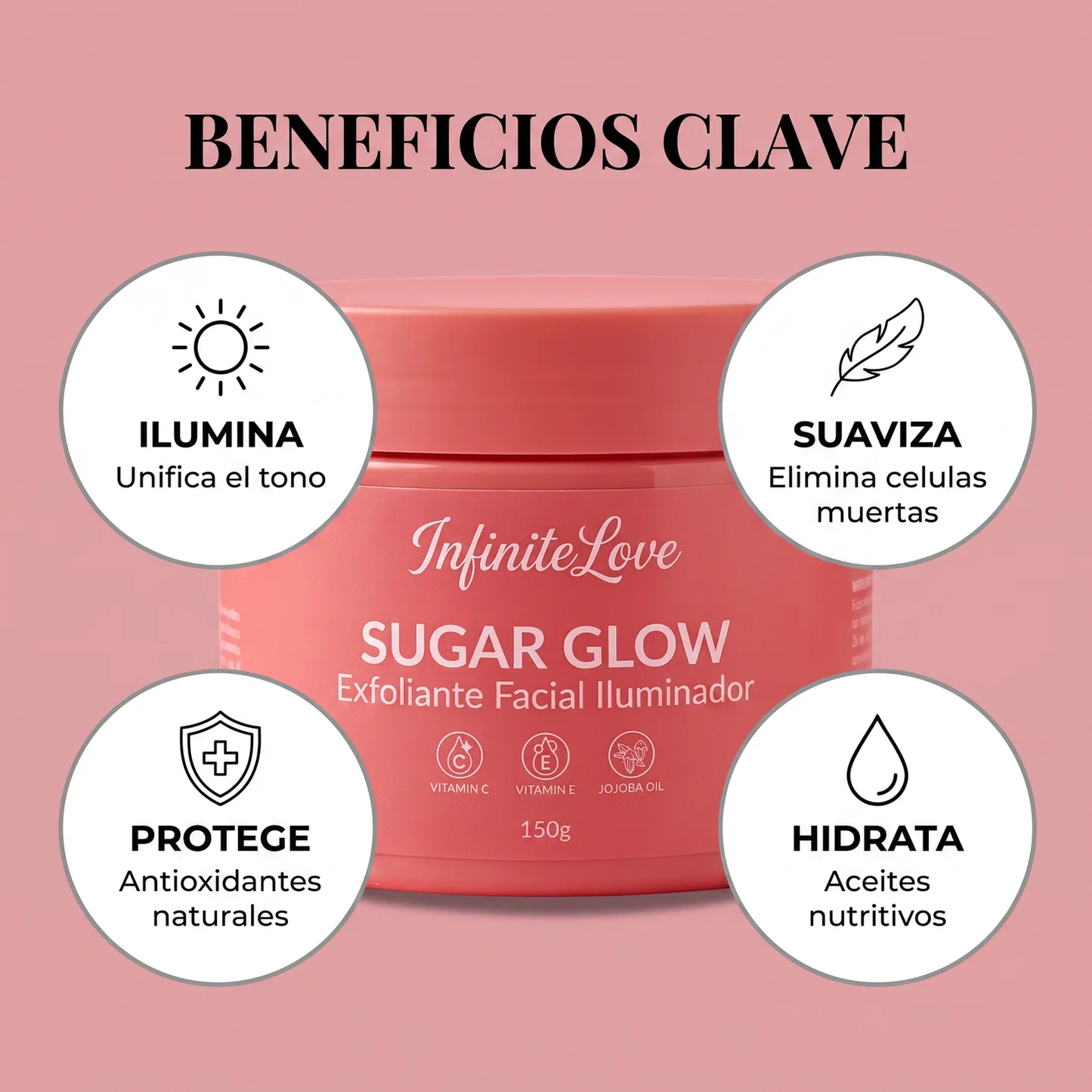Sugar Glow - Exfoliante Facial Iluminador con Vitamina C y Ácido Glicólico 150g