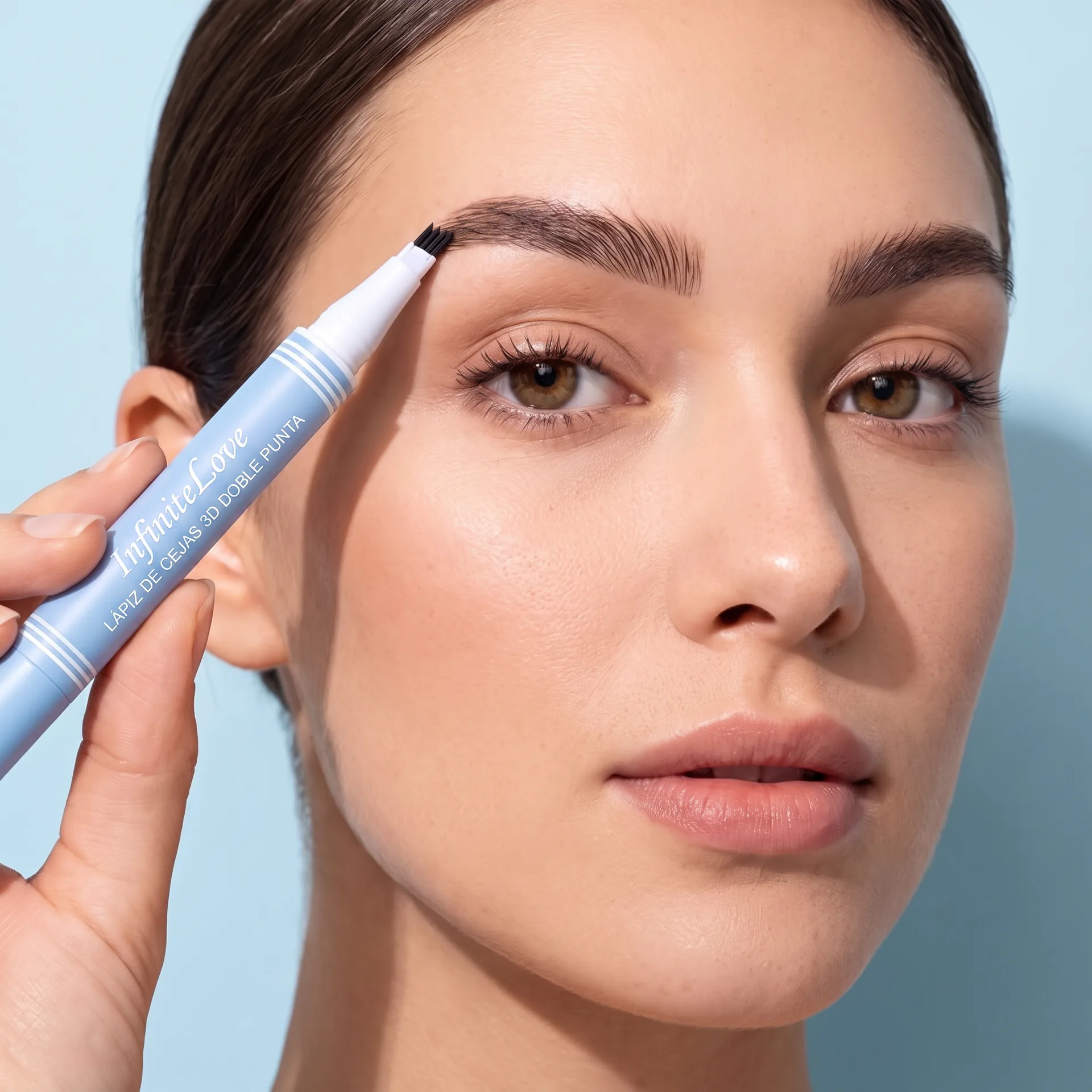 Modelo aplicando lápiz de cejas InfiniteLove