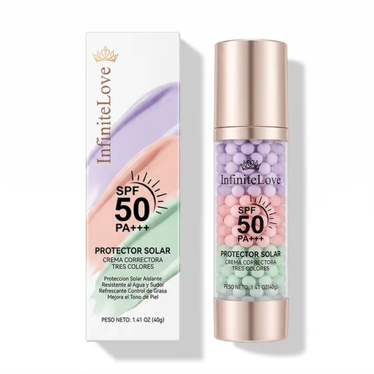 Protector Solar SPF 50 PA+++ Crema Correctora 3 en 1 Tres Colores Resistente al Agua Base Maquillaje 40g