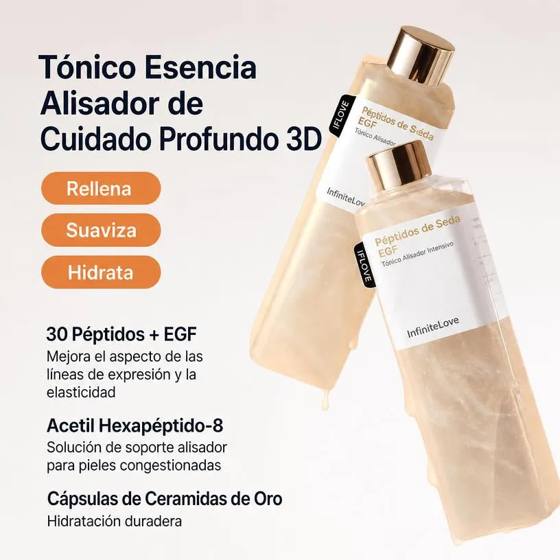 Tónico Alisante Intensivo Silk Peptide EGF Efecto Lifting Anti-Edad Ceramidas K-Beauty 300ml