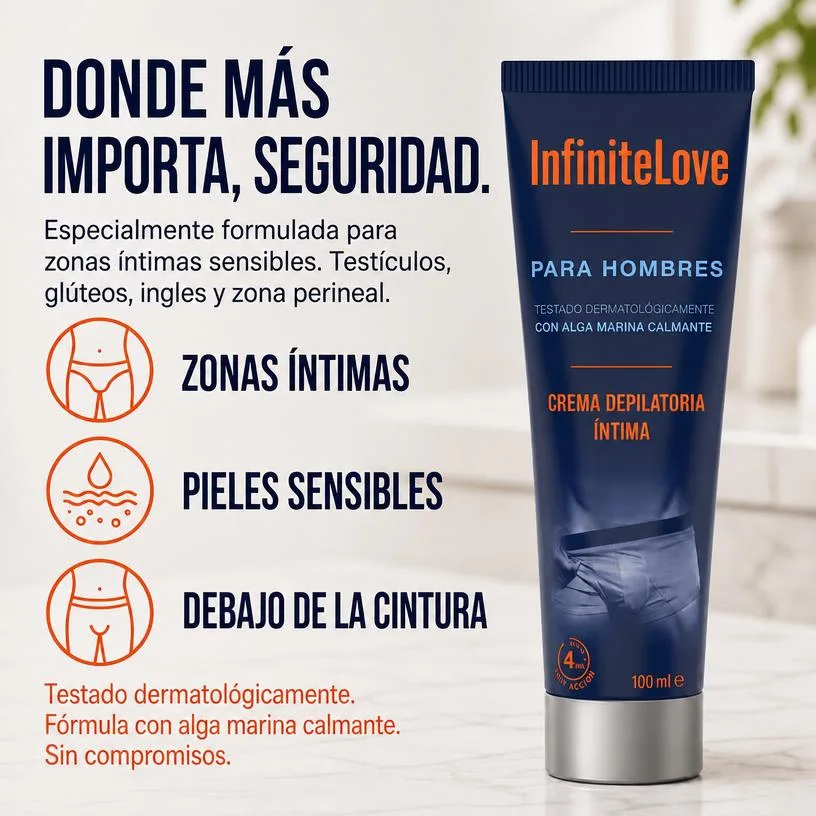 Crema Depilatoria Íntima Hombre Acción Rápida 4 Min Alga Marina Dermatológica 100ml