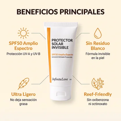 Protector Solar Invisible SPF50 Amplio Espectro para Rostro y Cuerpo 50ml