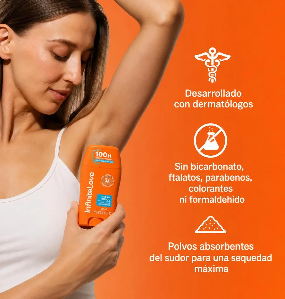 Desodorante Antitranspirante en Barra — Triple Acción 100 H 50 g