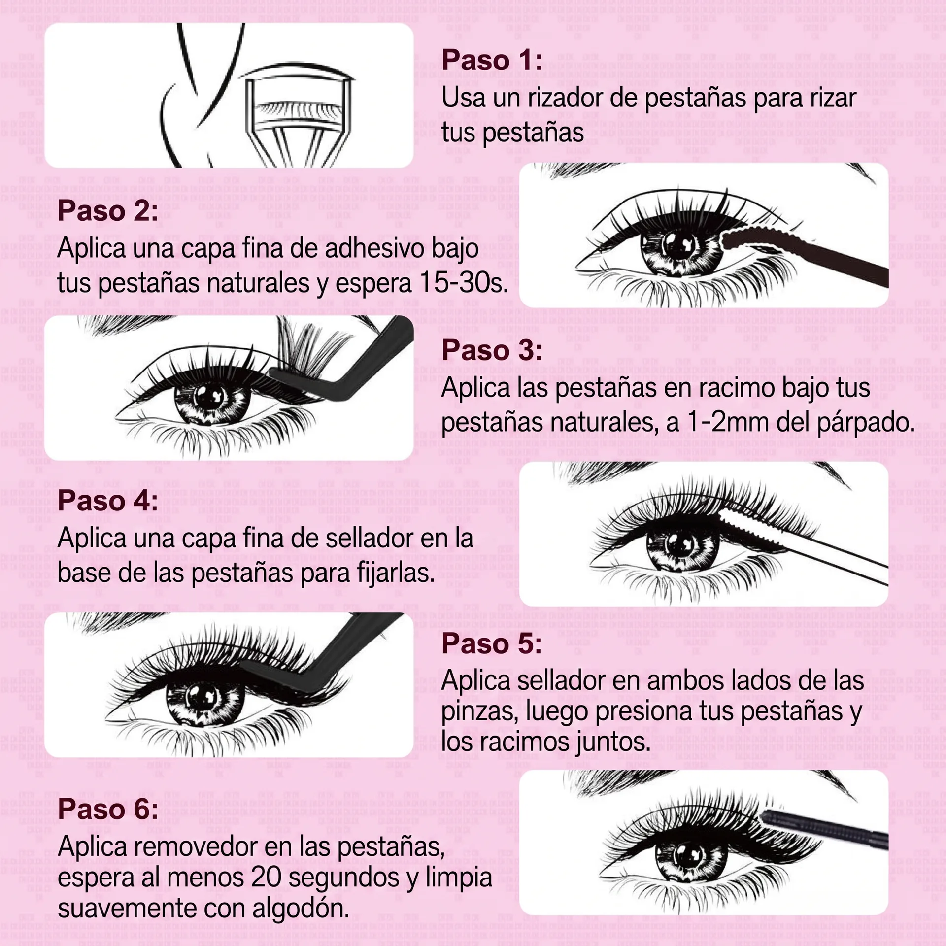 6 Pasos de Aplicación Pestañas en Racimo