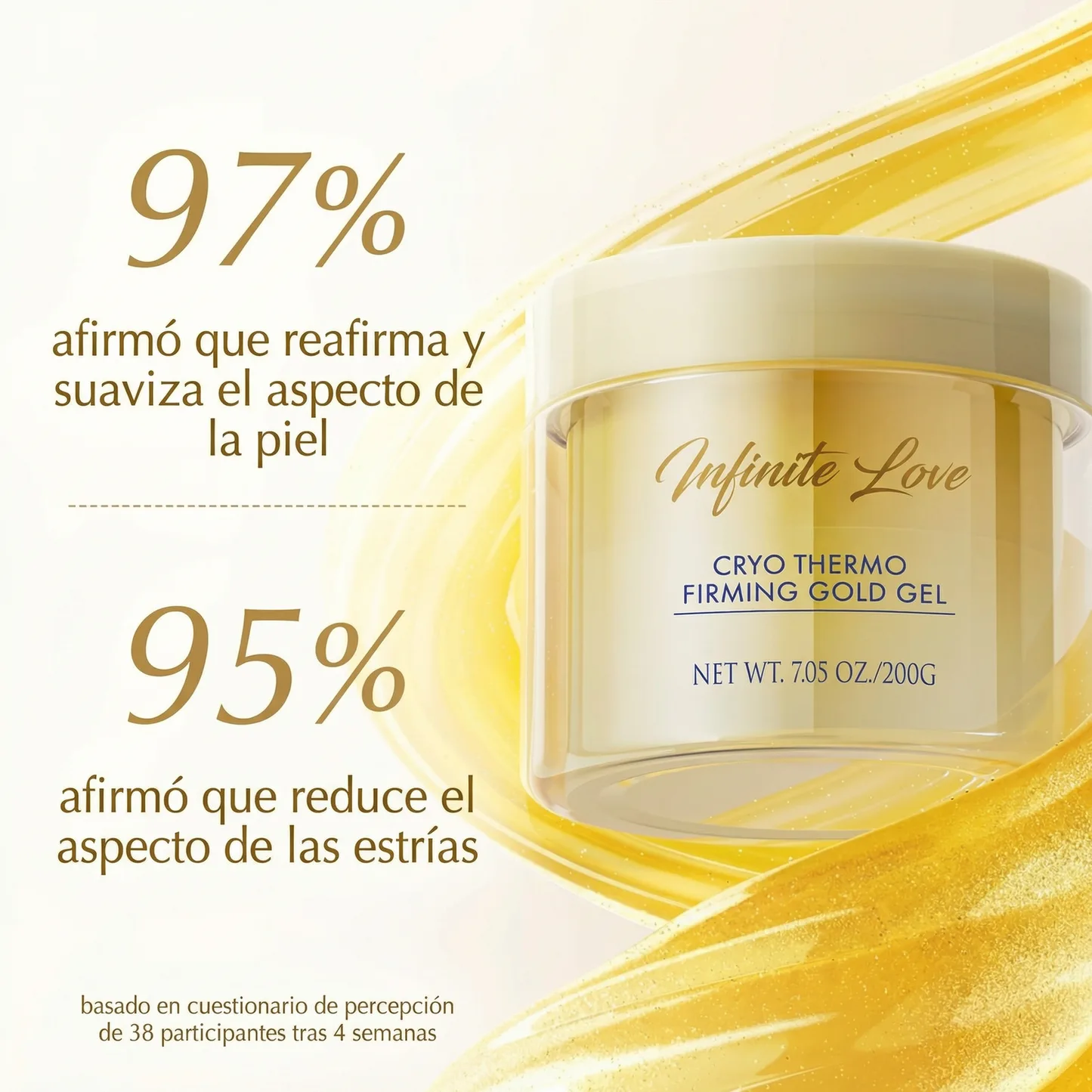 Gel Anticelulítico y Reafirmante 'Cryo Thermo Gold' con Efecto Frío-Calor para Abdomen, Muslos y Glúteos (Resultados en 15 Días)