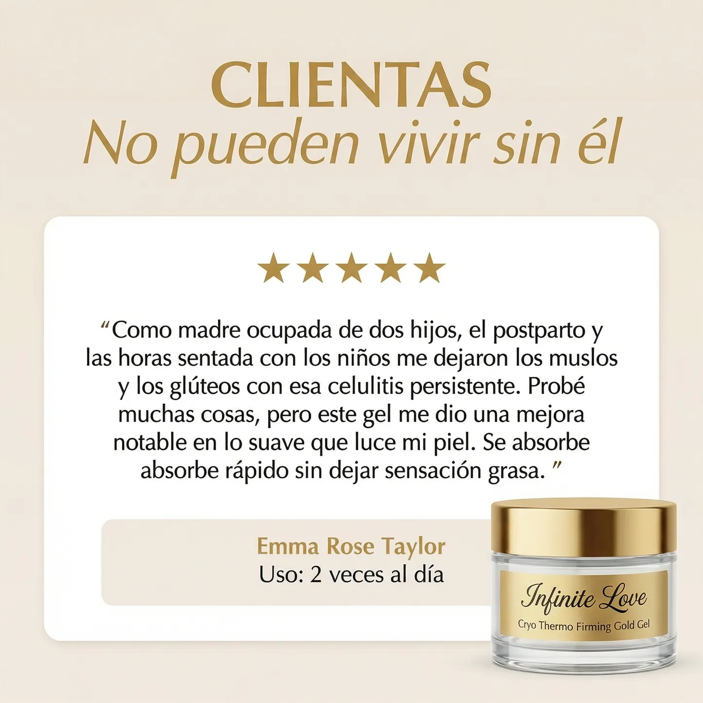 Gel Anticelulítico y Reafirmante 'Cryo Thermo Gold' con Efecto Frío-Calor para Abdomen, Muslos y Glúteos (Resultados en 15 Días)