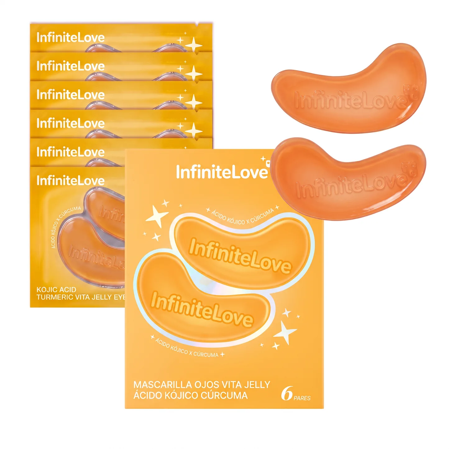 Mascarilla Ojos Vita Jelly Ácido Kójico Cúrcuma Iluminadora Anti-Ojeras Hidrogel K-Beauty 6 Pares