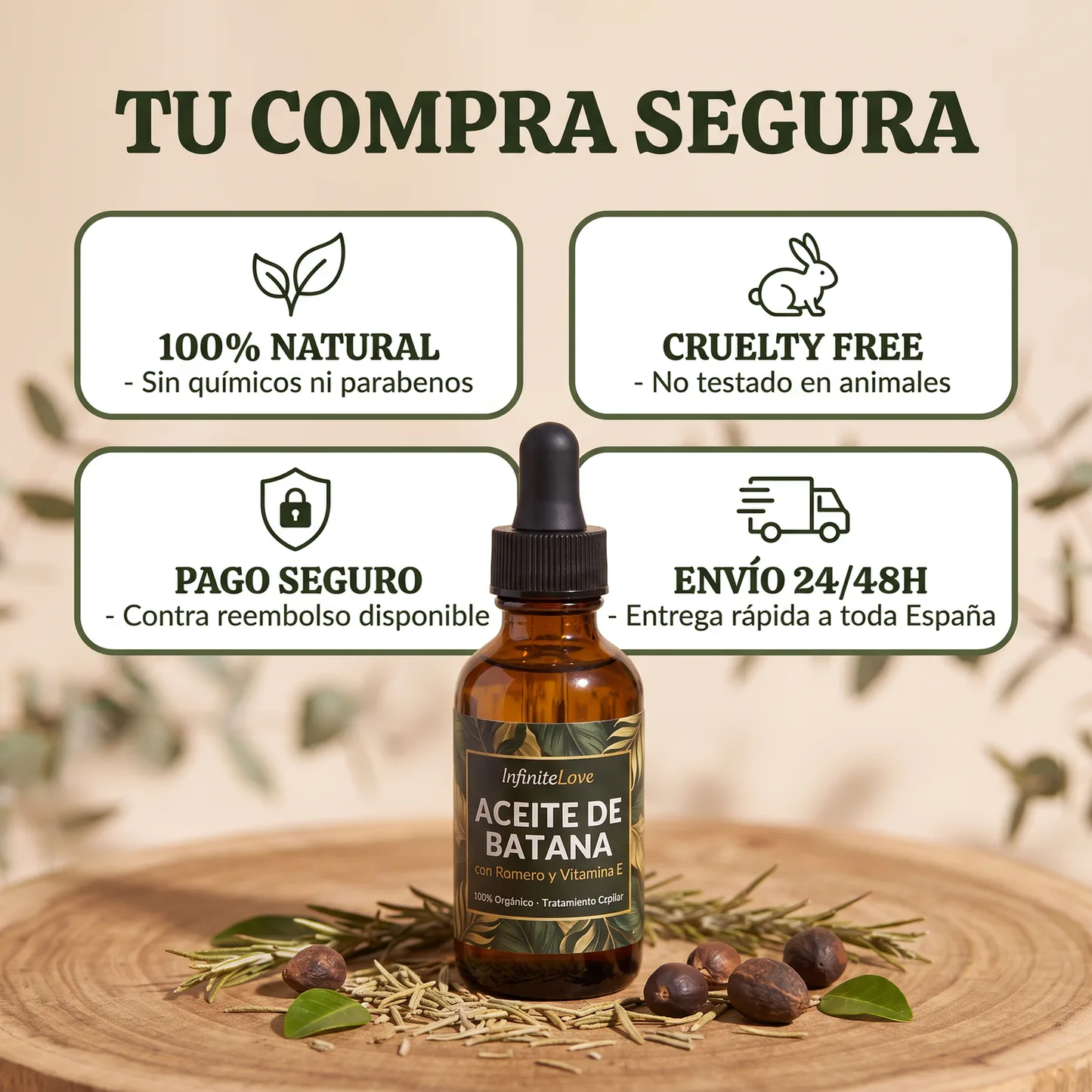 Aceite de Batana Orgánico con Romero y Vitamina E - Tratamiento Capilar 60ml