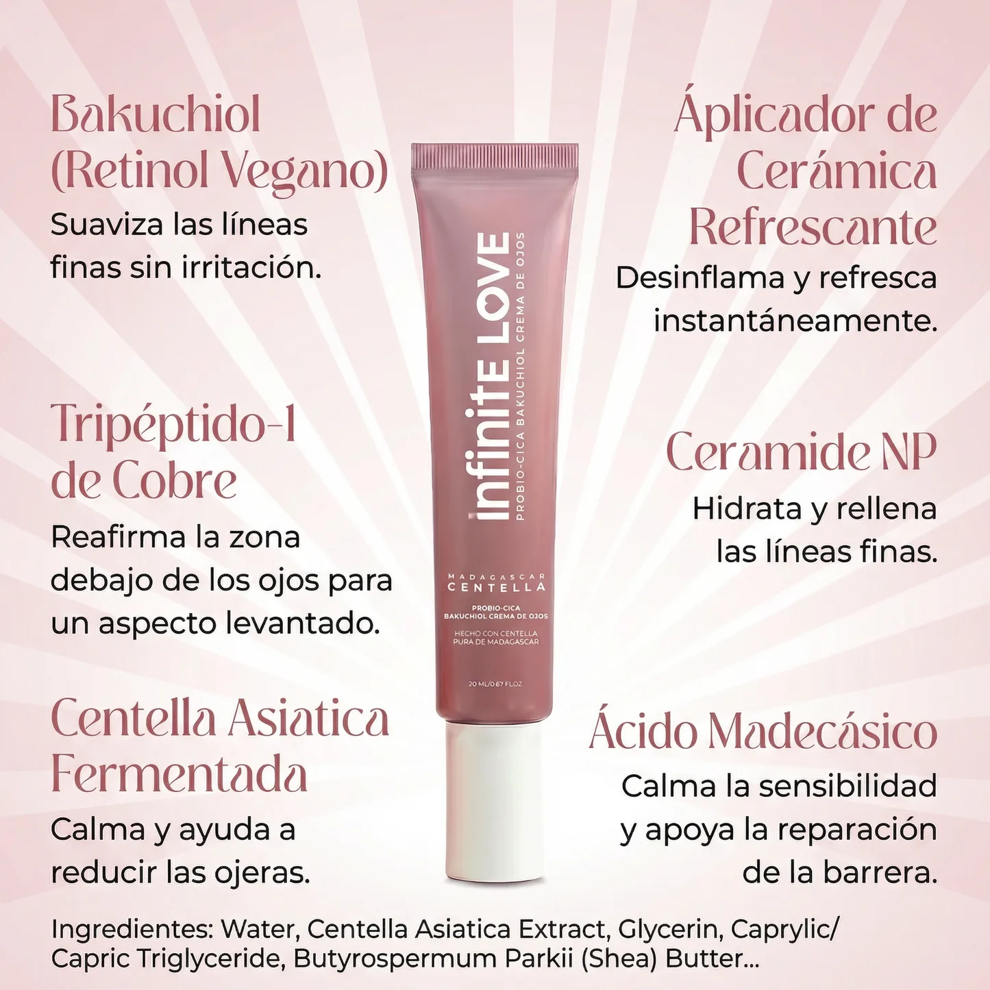 Contorno de Ojos 'Bakuchiol Eye Repair' (Retinol Vegano) con Aplicador de Cerámica Fría para Ojeras, Arrugas y Bolsas