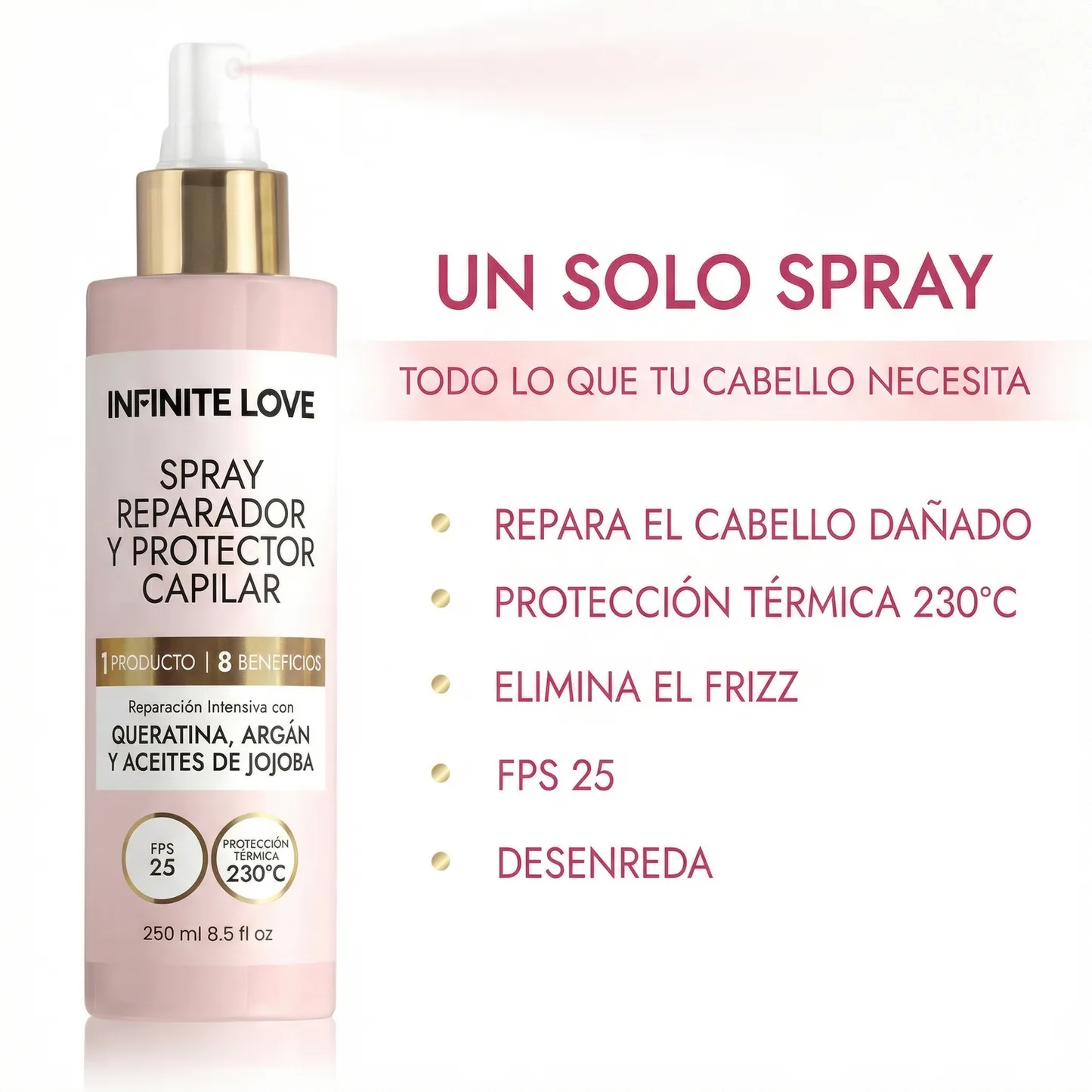 Spray Protector Térmico Capilar 'Ella Bella' 4 en 1 con Keratina y Argán