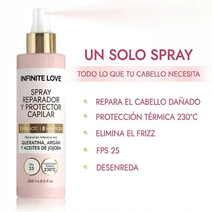 Spray Protector Térmico Capilar 'Ella Bella' 4 en 1 con Keratina y Argán