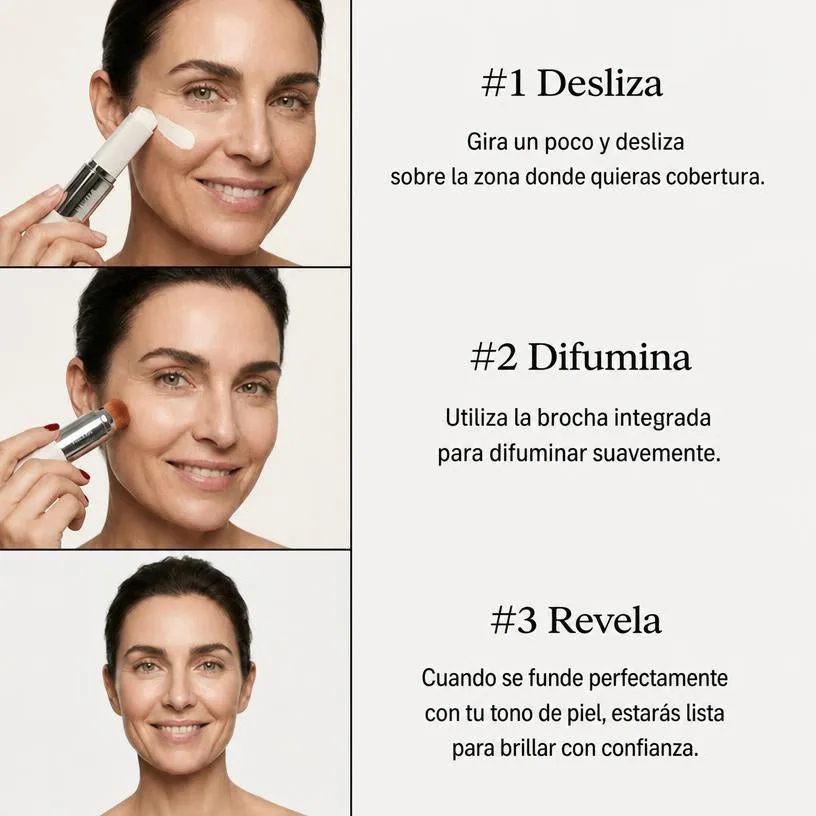 Base de Maquillaje Adaptable Stick con Brocha Colágeno Péptidos Volufiline SPF
