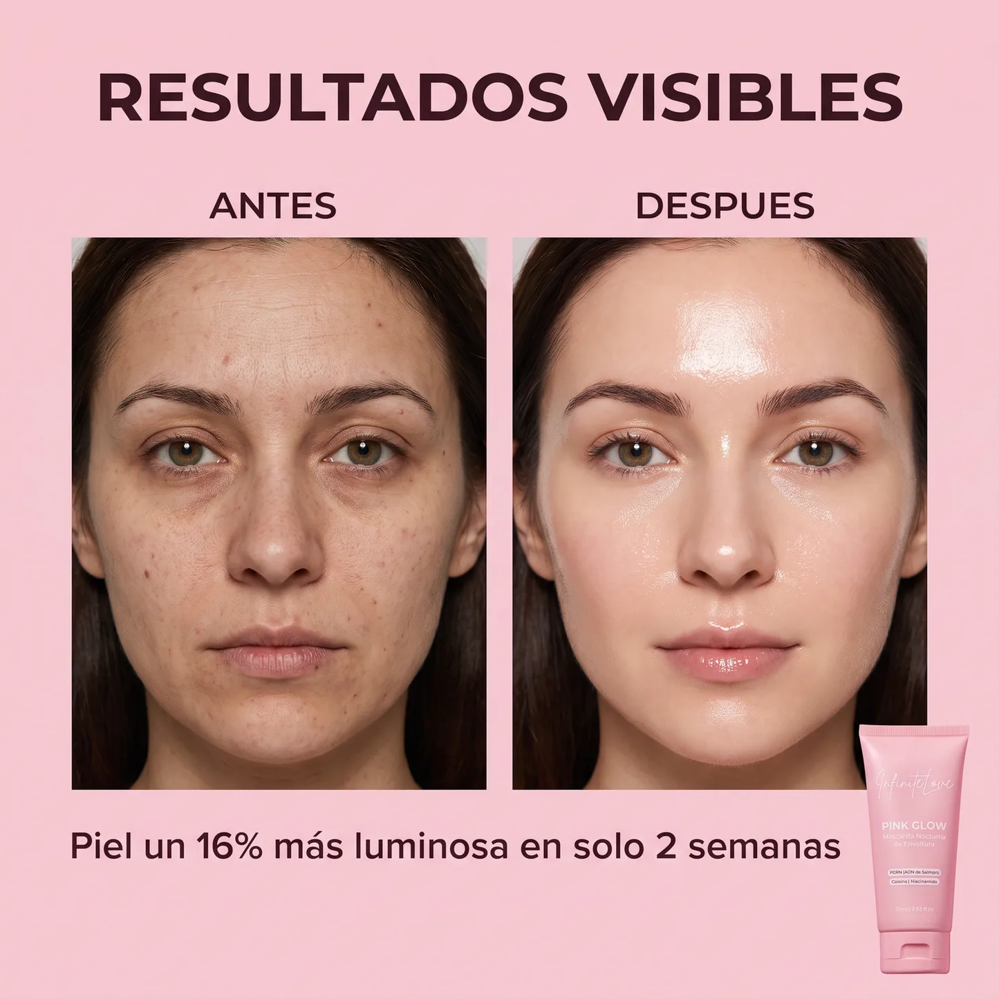 Pink Glow - Mascarilla Nocturna de Envoltura con PDRN y Cafeína 75ml