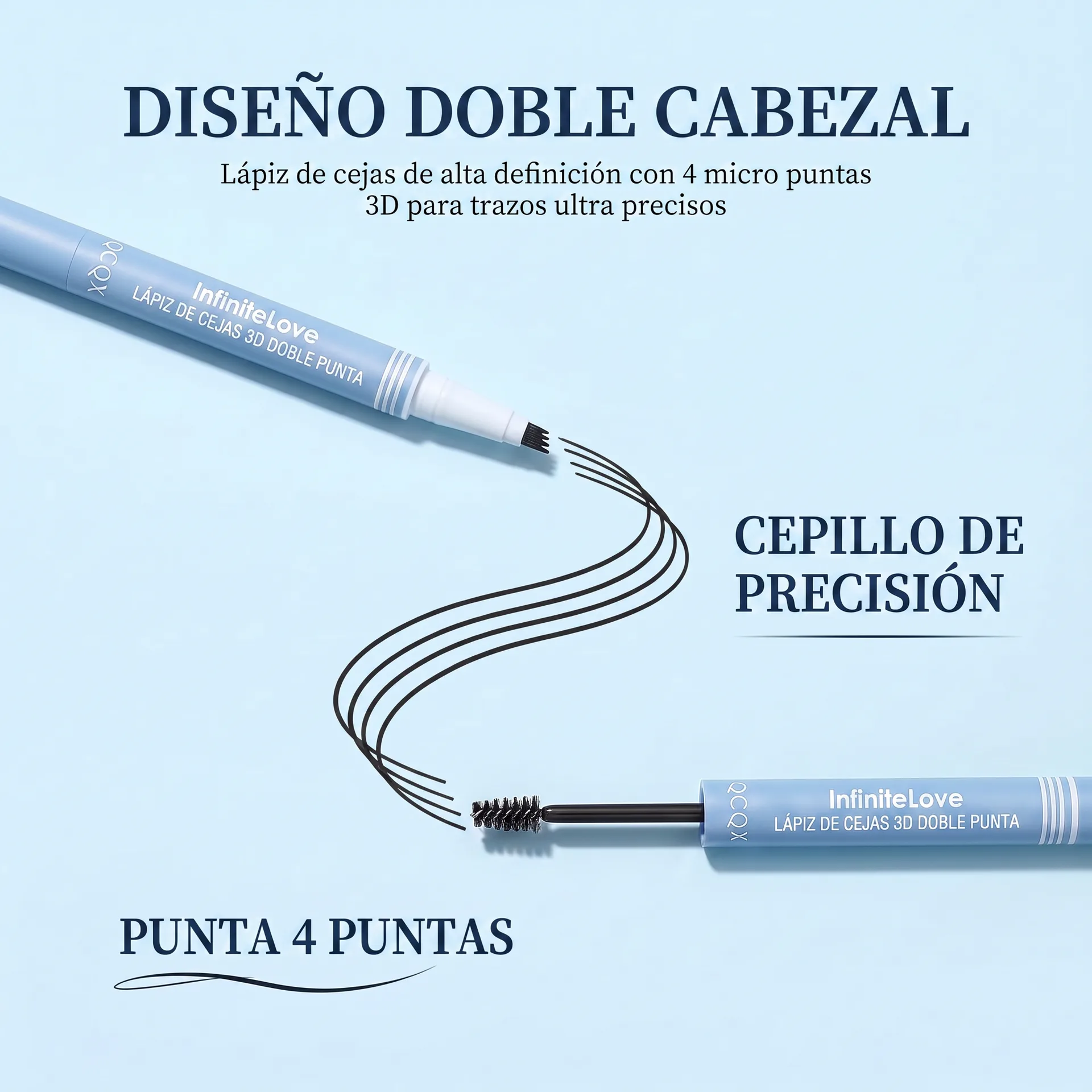 Diseño Doble Cabezal - Punta 4 Puntas y Cepillo de Precisión