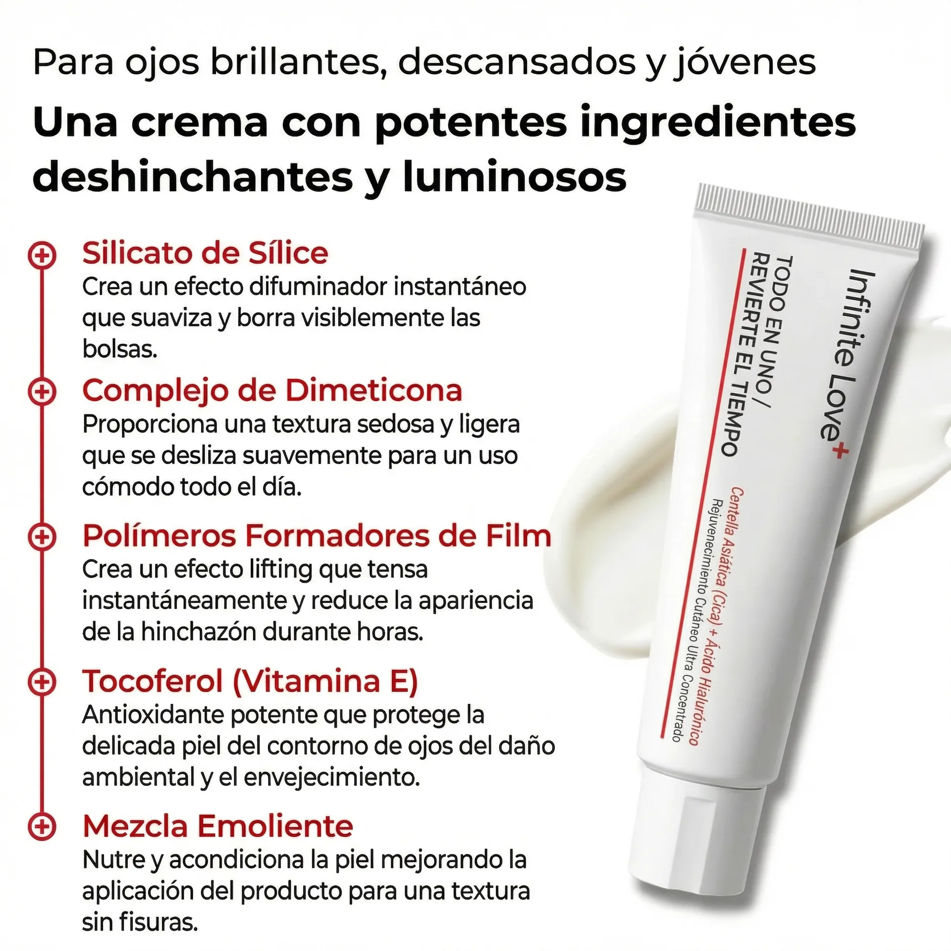 Presentación de los ingredientes cosméticos de la crema Todo en Uno