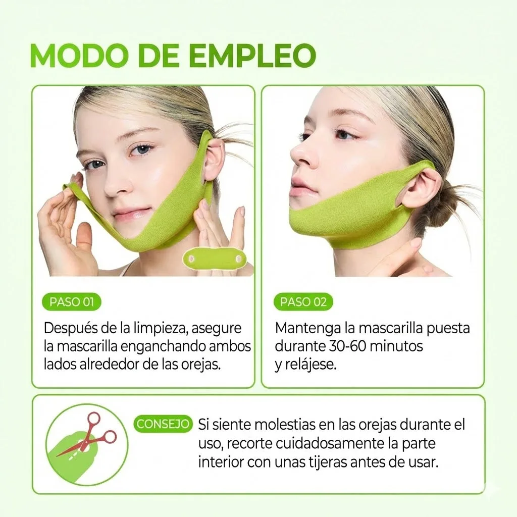 Mascarilla Facial 'V-Up' de Hidrogel Refrescante para Reducir Papada, Desinflamar y Definir el Contorno (Efecto Lifting)