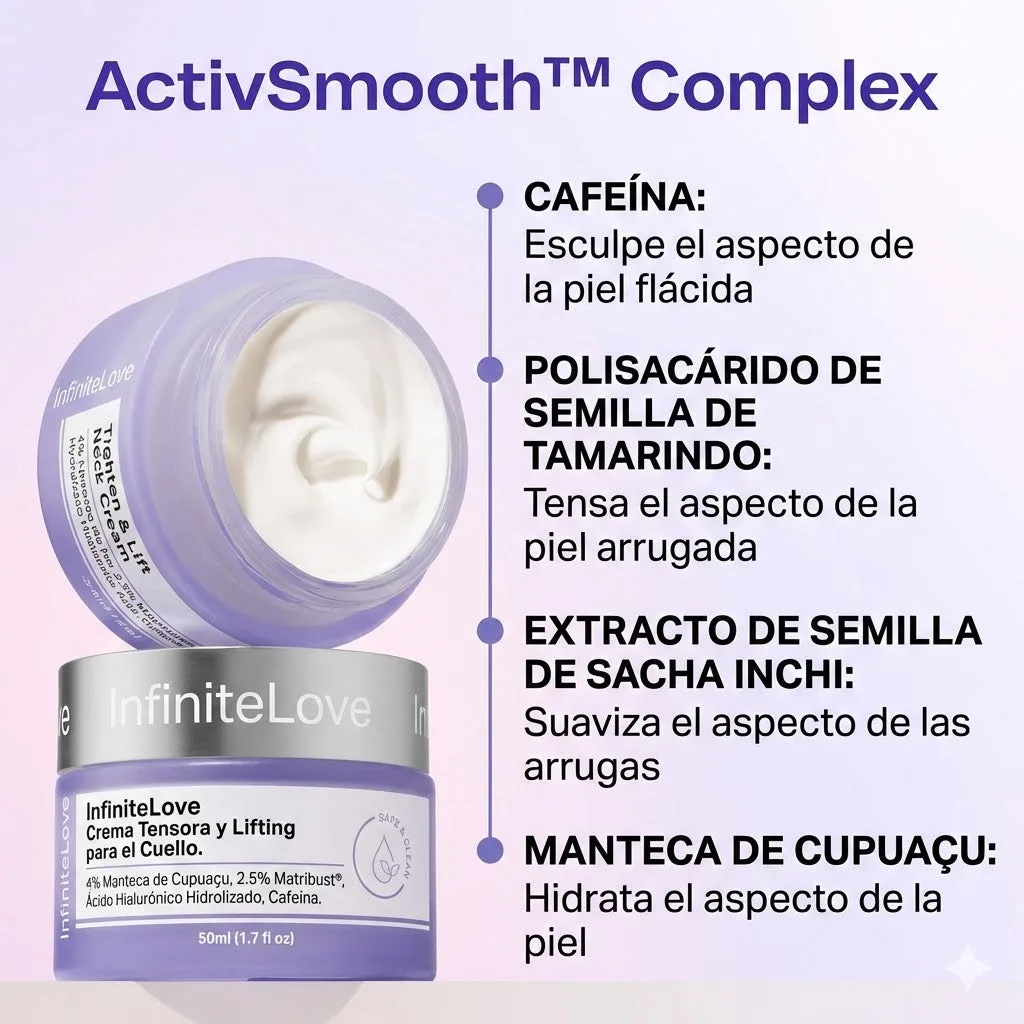 Crema Reafirmante de Cuello y Escote con 2.5% Matribust®, Cafeína y Cupuaçu para Flacidez, Papada y 'Tech Neck'