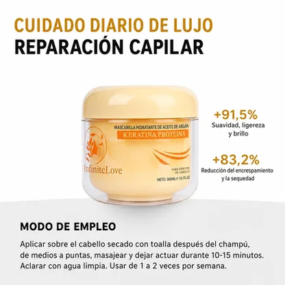 InfiniteLove Rescate Dorado — Mascarilla Capilar con Queratina y Argán 300 ml